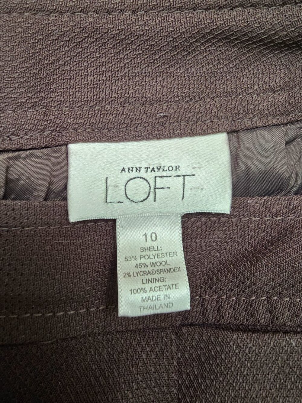LOFT Ann Taylor Size 10 Brown Textured Pencil Skirt Lined Pockets Workwear - Picture 7 of 7